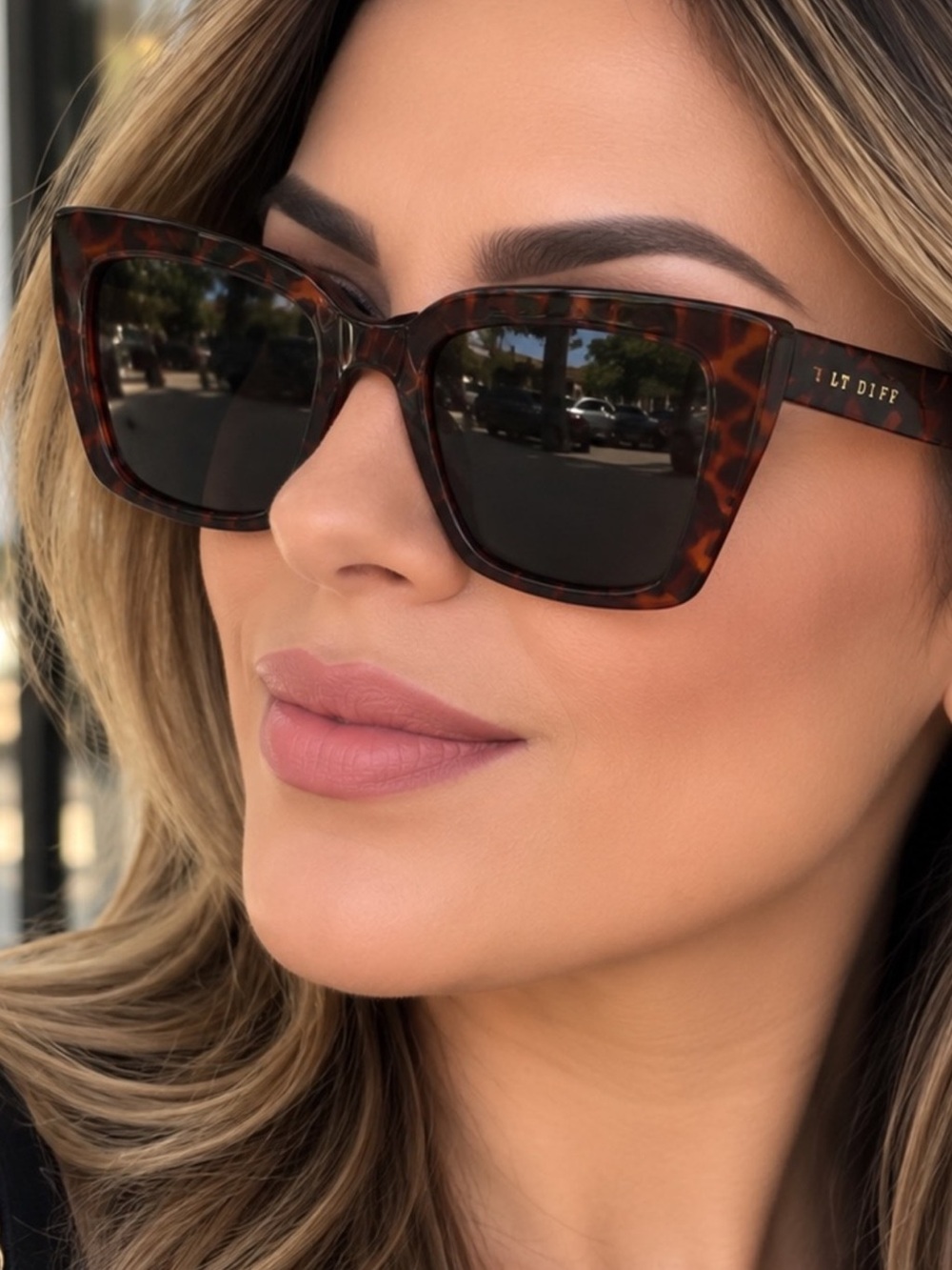 DIFF Karlie Sunglasses Dark Tortoise Frame Grey Lens Cat Eye NWT